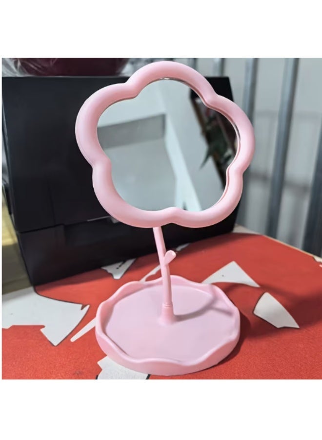 قطعة مرآة صغيرة بتصميم زهري للمكتب - مرآة متنقلة قابلة للفصل بإطار زجاجي عالي الوضوح، مرآة مدمجة متينة من البلاستيك للحمام وغرفة النوم، لا تحتاج إلى كهرباء، مرآة محمولة ب - Image 3